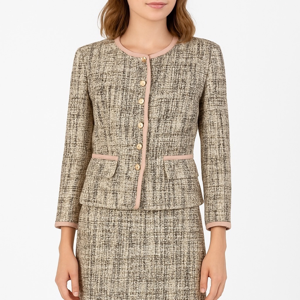 Vtg 90’s Sag Harbor Pink/Green/Gray Tweed Skirt Jacket Suit Sz 14 *Read Descrip